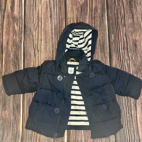 Baby Gap Navy Puffer Jacket Size 6-12 Months - Picture 3 of 6